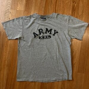 Vintage Mens Army Graphic T-Shirt Gray Short Sleeve Crewneck Size M